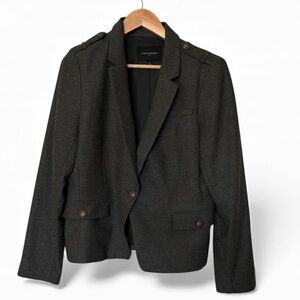 Banana Republic Women Sz 14 Green Wool Blend Single Button Front Blazer